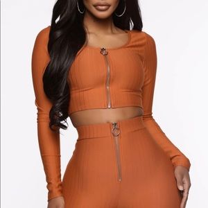Fashion Nova Long Sleeve Cognac Top